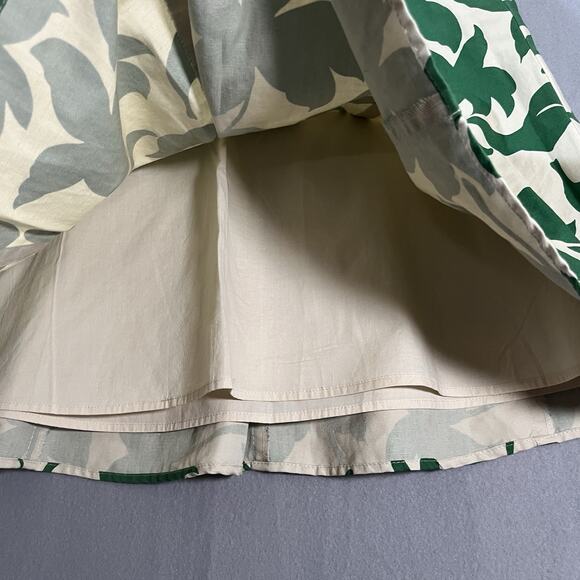 Banana Republic Womens Linen Green Leaf A-Line Knee Length Flared‎ Skirt Size 4 - Picture 3 of 12